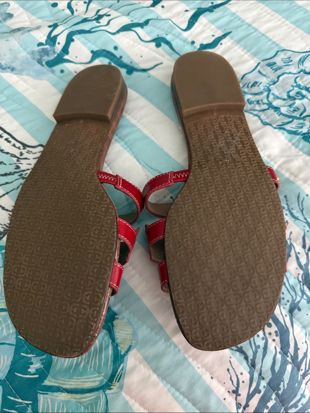 Sam Edelman Red Leather Slide Sandals - Picture 2 of 4